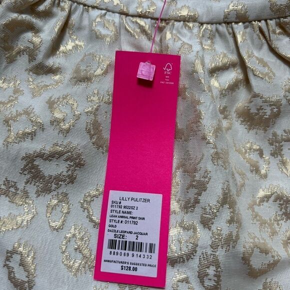 NWT Lily Pulitzer Leah Metallic Leopard Print Bubble Skirt Size 2 - Picture 7 of 7